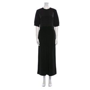 Goop G. Label Black Crew Neck Short Puff Sleeve Jumpsuit, Size 6